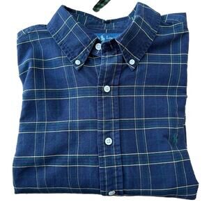 Polo Ralph Lauren Shirt Mens BLUE Plaid XL Button Down Classic Fit Long Sleeve